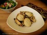 Poêlée de poulet, quenelles au fromage