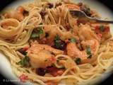 Spaghetti aux crevettes, sauce rosée