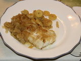 Longe de cabillaud aux oignons, érable & bananes