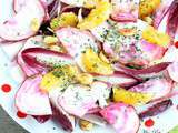 Salade d'endive rouge et betterave Chiogga, sauce au miel