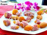 Brochettes d'abricot secs au jambon cru