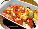 Gratin de crevettes, tomates et feta