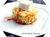 Risotto de coquillettes au chèvre sur julienne de légumes caramélisée