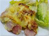 Gratin de Pommes de terre et Saucisses de Montbeliard à la Cancoillotte