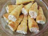 Cornets feuilletes au fromage frais et saumon fume