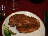 Filets de poulet au vinaigre balsamique et confiture de framboises