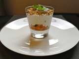 Verrine ratatouille froide, mousse au chèvre frais & crumble au cumin