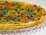 Tarte aux poireaux, oignons et spiruline, végétarien