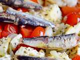 Tomates rôties à la feta et aux petites sardines