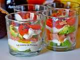 Verrine avocat  Petit Plaisir , saumon fumé et tomate