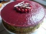 Bavarois aux framboises, pistaches et chocolat blanc