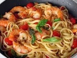 Linguines aux crevettes et tomates ail citron