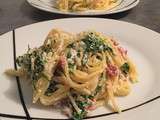 Spaghetti au jambon cru, roquette et ricotta