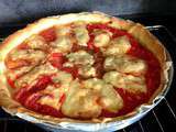 Tarte fine tomate, moutarde et tomme