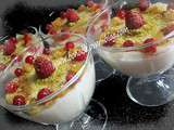 Mhalbi ou creme de riz aux amandes et aux fruits