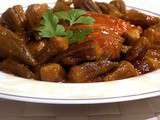 Plat algerien gnawia,gombos au poulet