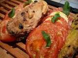 Sandwich, pain aux olives et tomates mozarelle