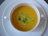 Velouté de butternut, effilochée de poireaux fondus