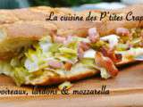 Baguette poireaux, lardons & mozzarella