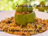 Courgette farcie au hachereau d’agneau & riz