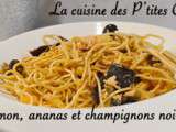 Wok saumon, ananas & champignons noirs