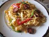 Tagliatelles chorizo et poivrons