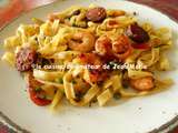 Tagliatelles crevettes et légumes