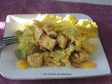 Chou vert, poivron et escalope au curcuma