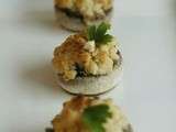 Champignons farcis en crumble de noisettes