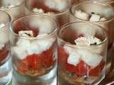 Verrine Tomate Mozarella sur lit de Sardine