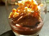 Crème au Chocolat et sa mousse Tiramisu au Pop-corn caramélisé