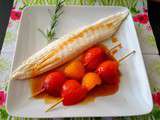 Jonchée charentaise et brochette abricot/melon miellée