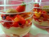 Mousse au Lemon curd, tartare de fraises et mangues