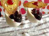 Panna cott'amarena et tuiles amandes/pistaches aux cerises confites