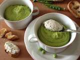 Soupe froide de petits pois et sa quenelle de chèvre du Poitou