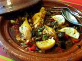 Tajine de poulet aux aubergines et citrons confits