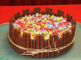 Gateau au chocolat smarties, kit-kat et finger