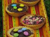 Tartelettes framboises, amande et ganache au chocolat