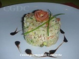 Timbale d'avocats au saumon fumé et crabe