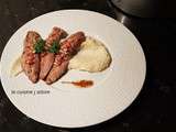 Aiguillettes de canard et puree poire celeri ( recette de l atelier des chefs)