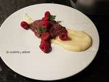 Bavette aux fruits rouges, ecrase de panais ( recette de l atelier des chefs)