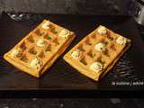 Gaufre de patates douces, fromage frais au curcuma ( recette de l atelier des chefs)