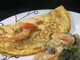 Crêpes Fourrées aux Gambas, Sauce Bechamel Diabolique