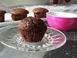 Muffins chocolat, coeur fondant chocolat blanc