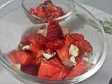 Salade fraise et framboises, infusion romarin