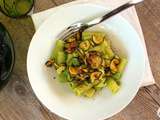 Zucchine alla poverella  et pâtes à la crème de petits-pois - les Pouilles dans l'assiette