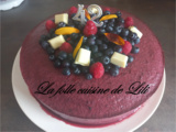 Entremet myrtilles chocolat blanc et insert framboise