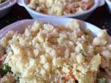 Crumble printanier aux petits pois, carottes et cumin