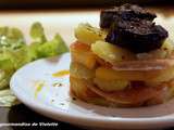 Pommes de terre et poires au boudin noir et sa compotée d'oignon