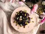 Cheesecake cerise-pistache presque sans cuisson